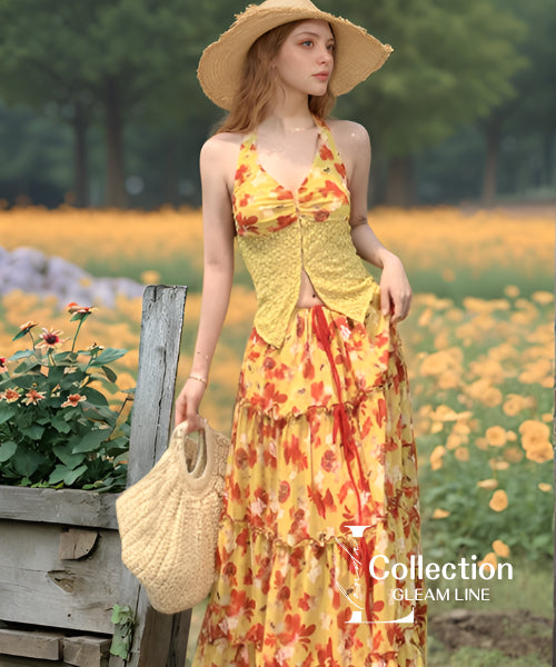 Floral tiered top & skirt Co-ord
